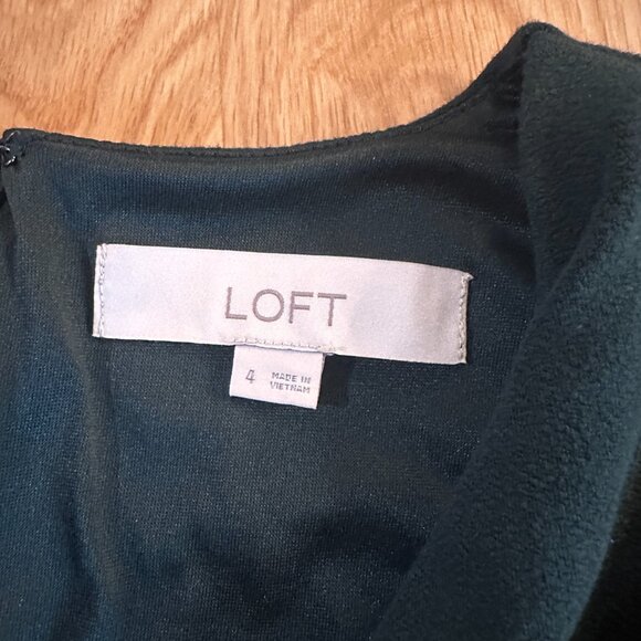 Loft Dark Green Long Sleeve Wrap Short Dress V Neck Holiday Party Cocktail Small - Picture 7 of 8